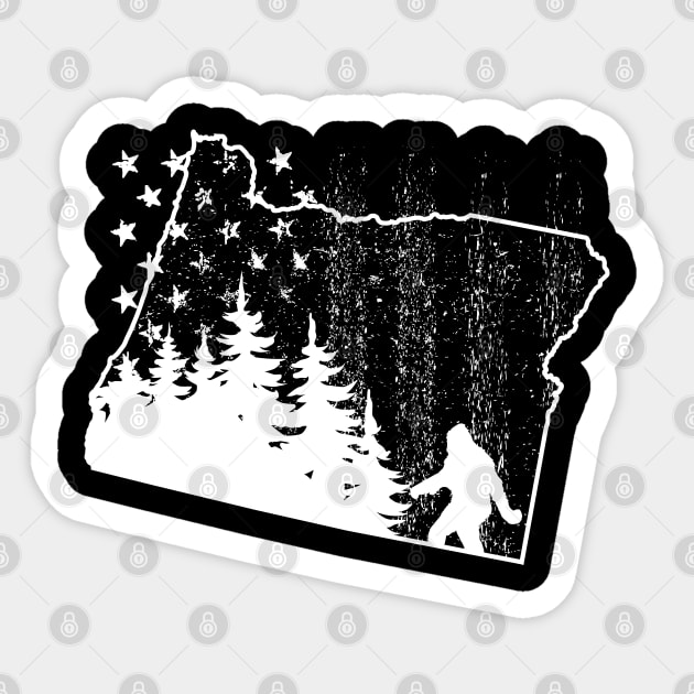 Oregon Bigfoot American Flag Sticker by Tesszero